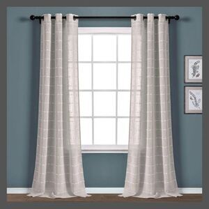 Open Box - Lush Decor - Set of 2 (108"x38") Farmhouse Textured Grommet She Gray